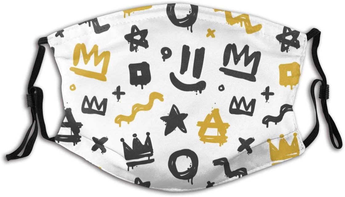 Abstract Snazzy Squeak And Crown Tag By Hand Personalized Mouth Sleeve With Filter Unisex Anti-Dust Reusable Mouth Guard