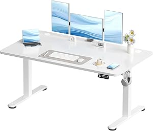 Devoko Elektrisch Höhenverstellbarer Schreibtisch 140 x 60cm, Stabiler Schreibtisch Höhenverstellbar Tisch, Steh-Sitz Bürotisch, Computertisch mit Memory-Funktion, Stehpult, Standing Desk, Weiß