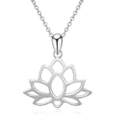 YFN Sterling Silver Open Lotus Flower Pendant Necklace Women Yoga Jewelry for Women
