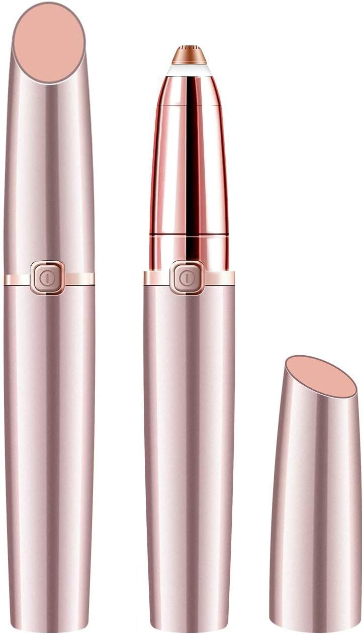 Eyebrow trimmer for women & men, Painless & Portable & Precision Electric Trimmer with LED Light, Eyebrow Hair Remover, Eyebrow Razor | Rose Gold(Batteries not Included)
