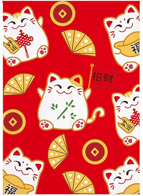 Amazon 大漁旗のれん 65x90cm 現代動物のかわいい活力猫 A1914 目隠し和風 暖簾 ロング 遮光 玄関 キッチン リビング 飲食店 出入り口 本棚のれん 千鳥 のれん 暖簾 値段 のれん オンライン通販