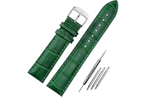 HEYOZURY Watch Bands Genuine Leather Embossed Alligator Grain Calfskin Replacement Strap for Women Men Bracelet Choose Color Width 16mm 17mm 18mm 19mm 20mm 21mm 22mm 22mm 24mm