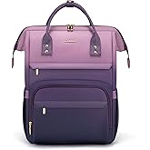 LOVEVOOK Gradient Laptop Backpack for Women,15.6 Inch Work Computer Bakcpack Purse Laptop Bag With Anti-Theft Pocket,Waterproof Carry on Teacher College Backpack for Travel,Purple-Pink