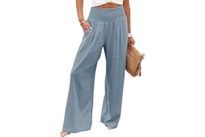 Angerella Womens Elastic High Waisted Palazzo Pants Casual Wide Leg Long Lounge Pant Trousers with Pocket