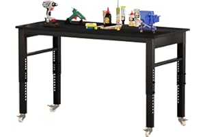 DKLGG 2000Lbs Workbench Adjustable Height,Welding Bench, 47.2" Heavy-Duty Work Bench Table Mobile Workbench with Lockable Casters, Multifunction Work Station for Garage, Workshop, Home,Easy Assembly