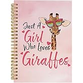 ANIANG Giraffe Gifts, Just a Girl Who Loves Giraffes Spiral Notebook, Animal Journal, Giraffe Gifts for Women Kids Girls 5.5"x8.3" 164pages Lined Notebooks College Ruled for Office School Supplies