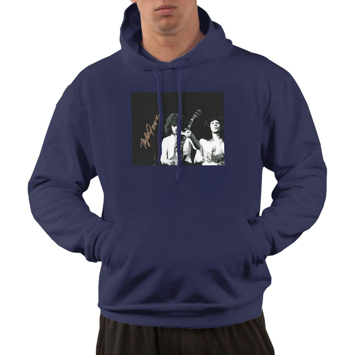 Erman S Pullover Retro Navy Print April Wine Cool Hooded Shirts With Pocket M