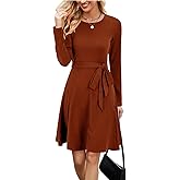Newshows Women's Long Sleeve Fall Teacher Dresses 2025 Work Casual Knit Pockets Winter Sweater Dress Trendy
