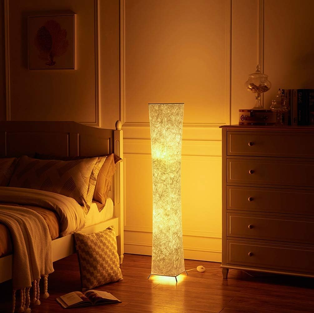 Yenny shop Natural Tyvek Fabric Originality Floor lamp Soft Lighting Home Minimalism Create Romantic Atmosphere (Style3-slim+2 Led Bulbs)