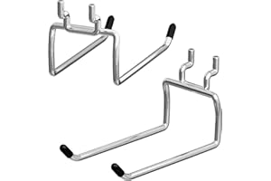 FRIMOONY Heavy Duty Pegboard Hooks 12 Pack, 4 Inch Long, Fitting 1/4 Inch Pegboard Holes, Silver Metal Garage Workshop Shed Organizer