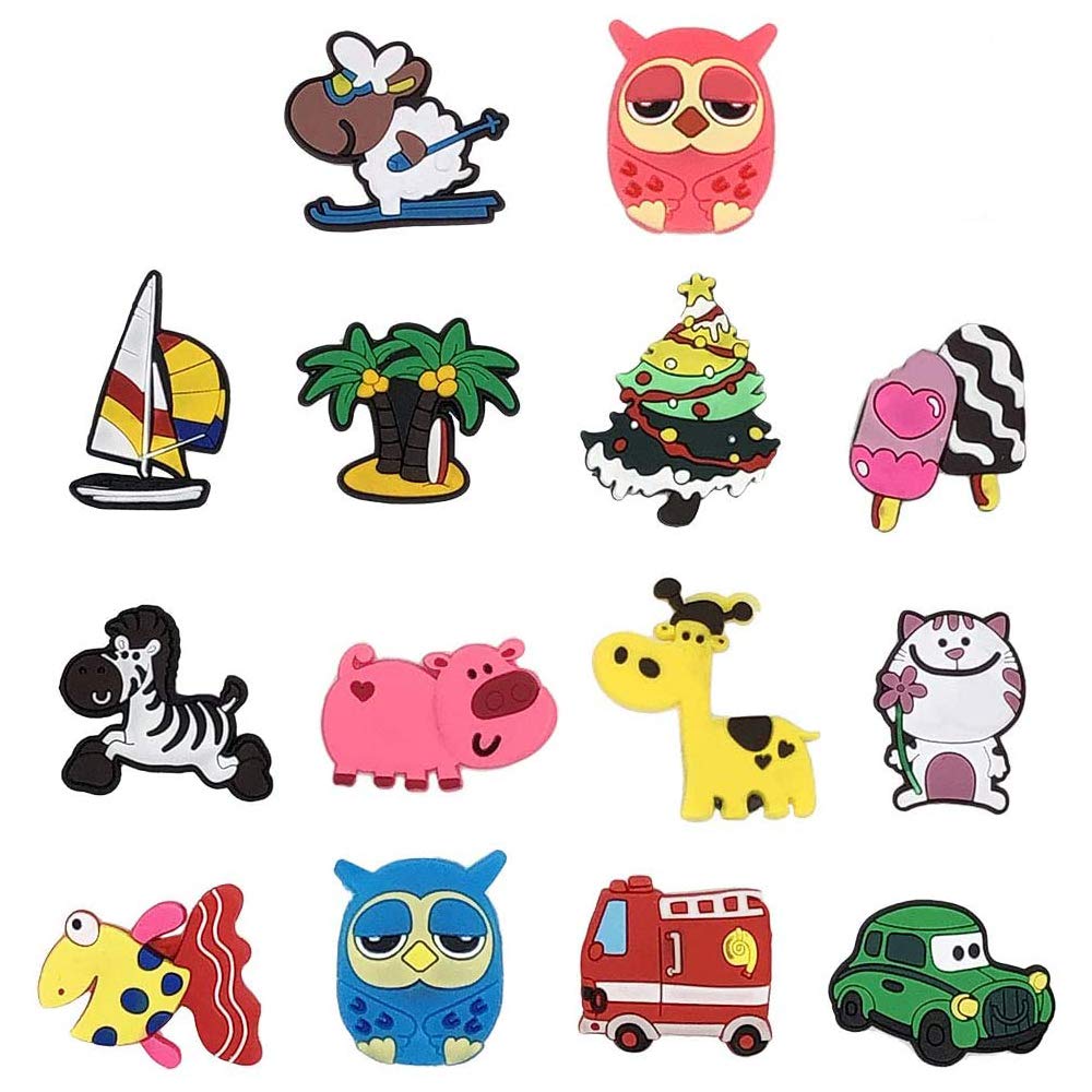 Fridge Magnets for Kids, 14 Pcs Catoon Animals Plant Car Magnet Set Refrigerator Magnets for Whiteboard Educational Home Classroom Kitchen and Office (14 Random)