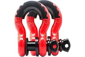 houert D-Ring Shackle 3/4" 2 Pack Clevis Shackles Rugged 19 Ton (41,890 lbs) Break Strength with 7/8" Screw Pin and Shackle Isolator & Washers for Off-Road Towing Vehicle Recovery Tow Hook