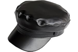 KORIXINE Faux Leather Newsboy Hat for Women Vintage Classic Costume Beret Cap for Men Sailor Fiddler Caps