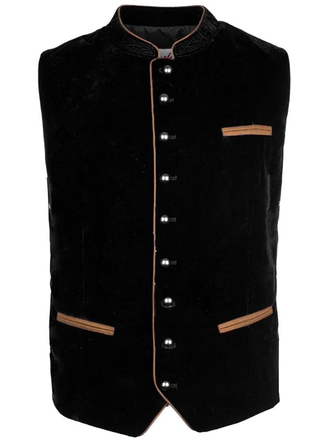 Fuchs Trachtenmoden Herren Trachtenweste Weste Samt weinrot