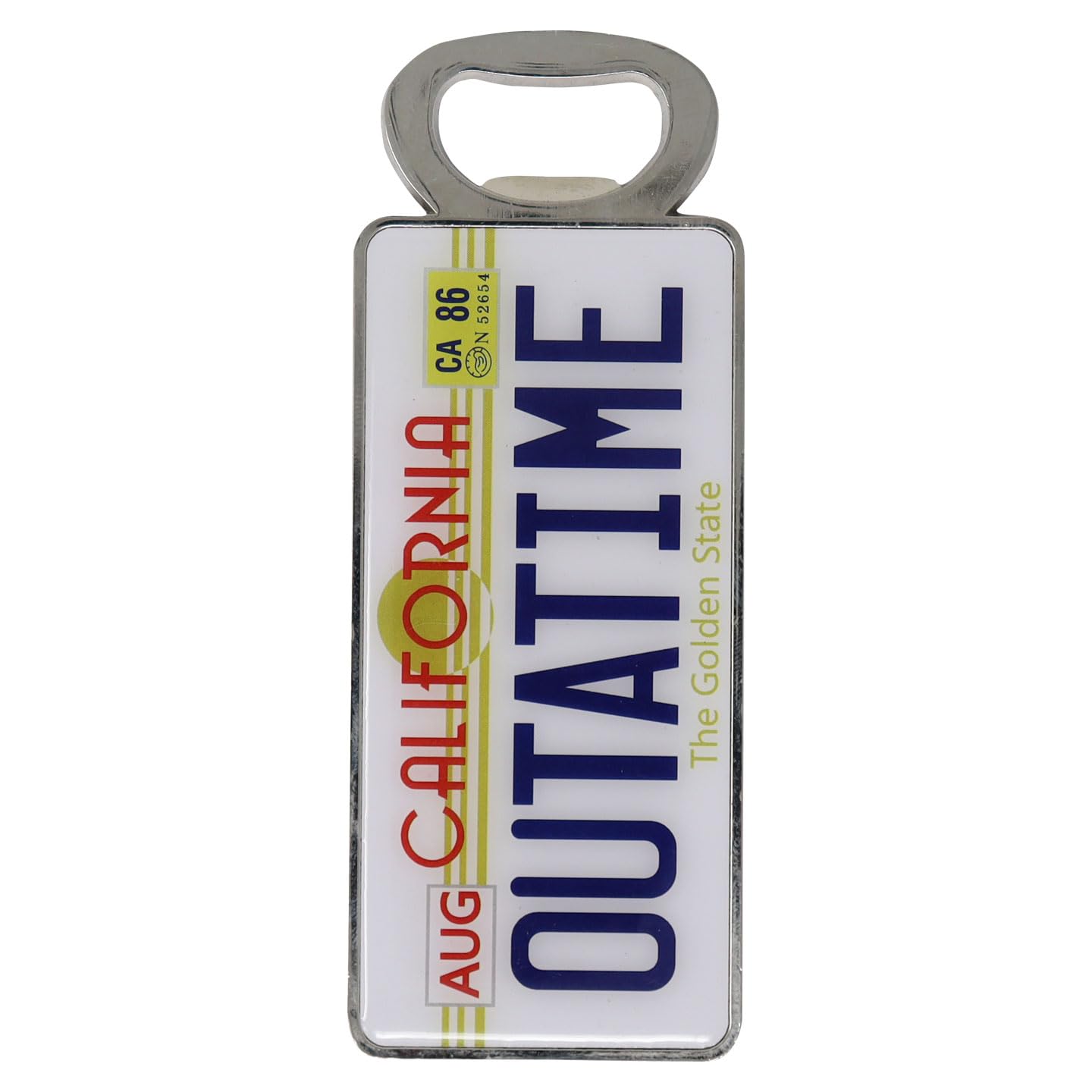 Back to the Future Outatime Bottle Opener – Officially Licensed Delorean License Plate Design – Heavy Duty Metal with Magnetic Reverse – 10x3cm Collectible Gift for Fans