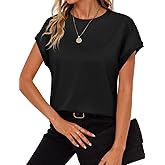 Cicy Bell Womens Summer Cap Sleeve T-Shirts Casual Loose Fit Tunic Tops Crew Neck Tee Shirts
