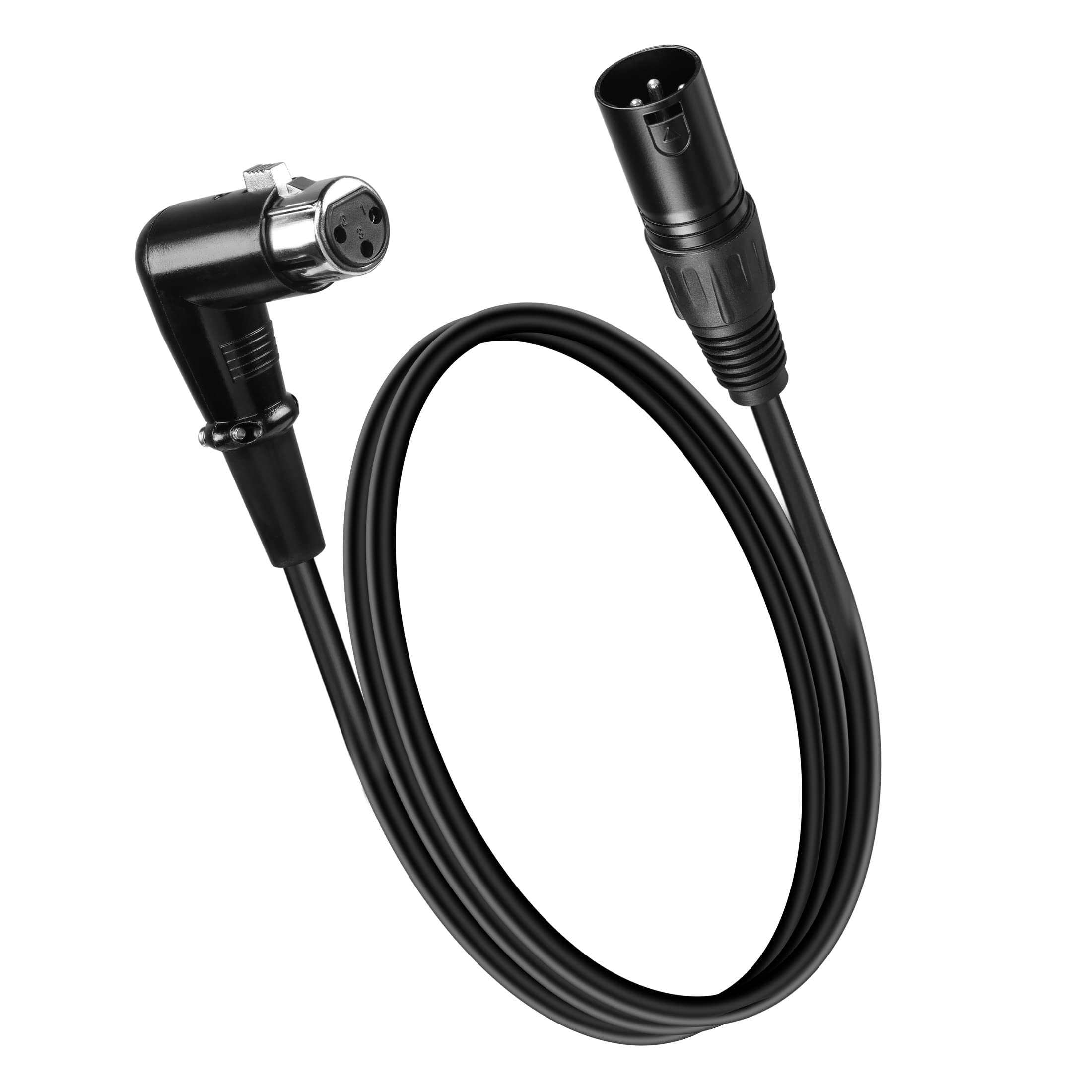 YACSEJAO 3FT XLR Microphone Right Angle Cable - 90 Degrees Female XLR 3Pin Mic Connector for Powered Speakers, Audio Interface or Mixer