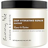 Sunny Isle Argan and Biotin Deep Hydrating Intensive Repair Hair Masque 16oz | Biotin, Almond Oil and Jamaican Black Castor Oil Infused | Repair & Restore