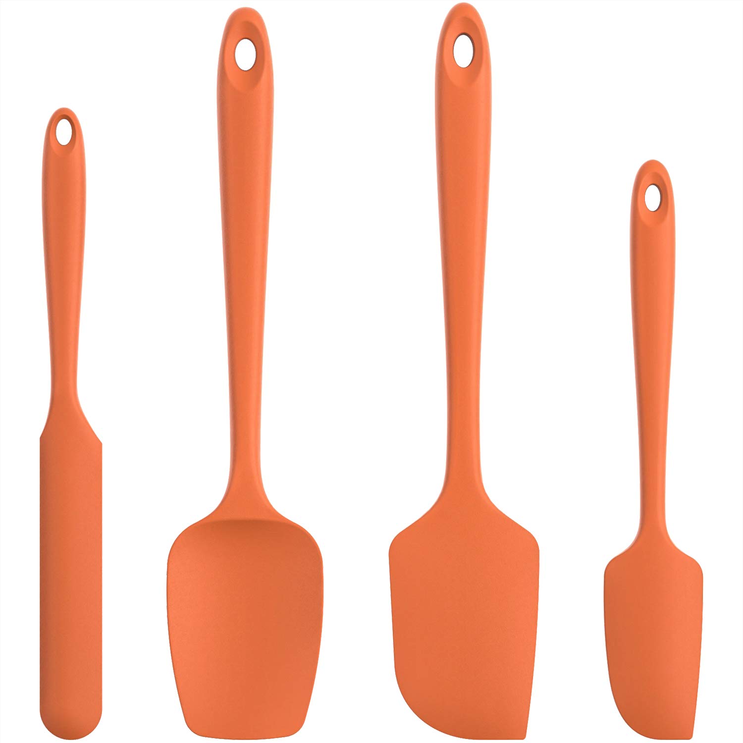U-Taste Silicone Spatula Set of 4: 315 ℃ Heat-Resistant Flexible Food Grade Bowl Scraper, Seamless Rubber Kitchen Cooking Mixing Baking Scraping for Nonstick Cookware(Orange)