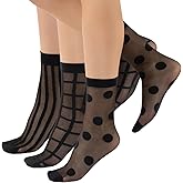 CALZITALY 3 Pairs Women Pop Socks, Sheer Everyday Ankle Socks in 3 Different Designs: Dots, Stripes and Geometric