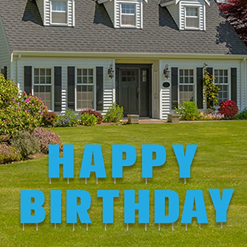 Happy Birthday Letters Yard Card Blue (Blue Birthday Letters) 26 short stakes