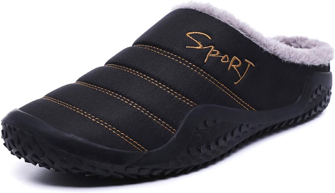 Men's House Shoes Indoor Outdoor Slipper Anti-Slip Waterproof Winter Warm Fur Shoes Slippers for Men