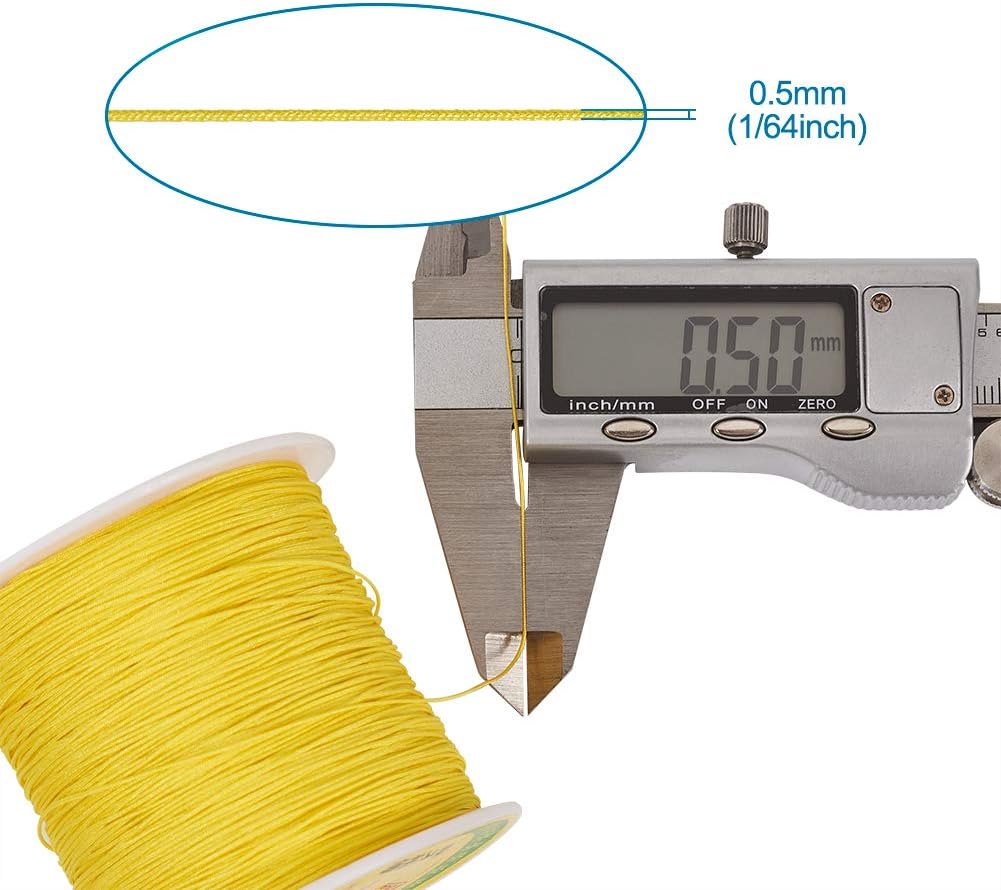 Cheriswelry 150 Yards 0.5mm Nylon Beading String Silky Chinese Knotting Cord Braided Nylon Thread for Macrame Bracelet Jewelry Making DarkYellow - Image 4