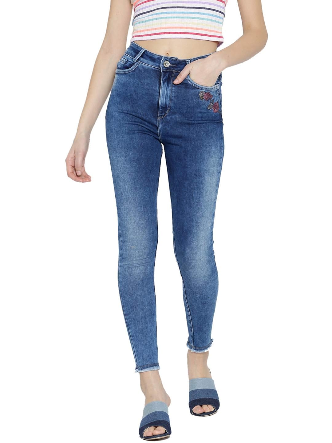 high rise skinny fit jeans