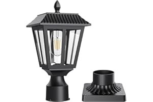 Greluna Solar Post Lights, Dusk to Dawn Solar Lamp Post Light with Pier Mount Base, Post Lights Outdoor Waterproof for Garden Yard Landscape Pole Pillar (Cool White)