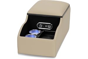 Universal Center Console Armrest Organizer with Wireless Charging Phone Holder Cup, Truck Bench Seat Center Console, Rear Ben