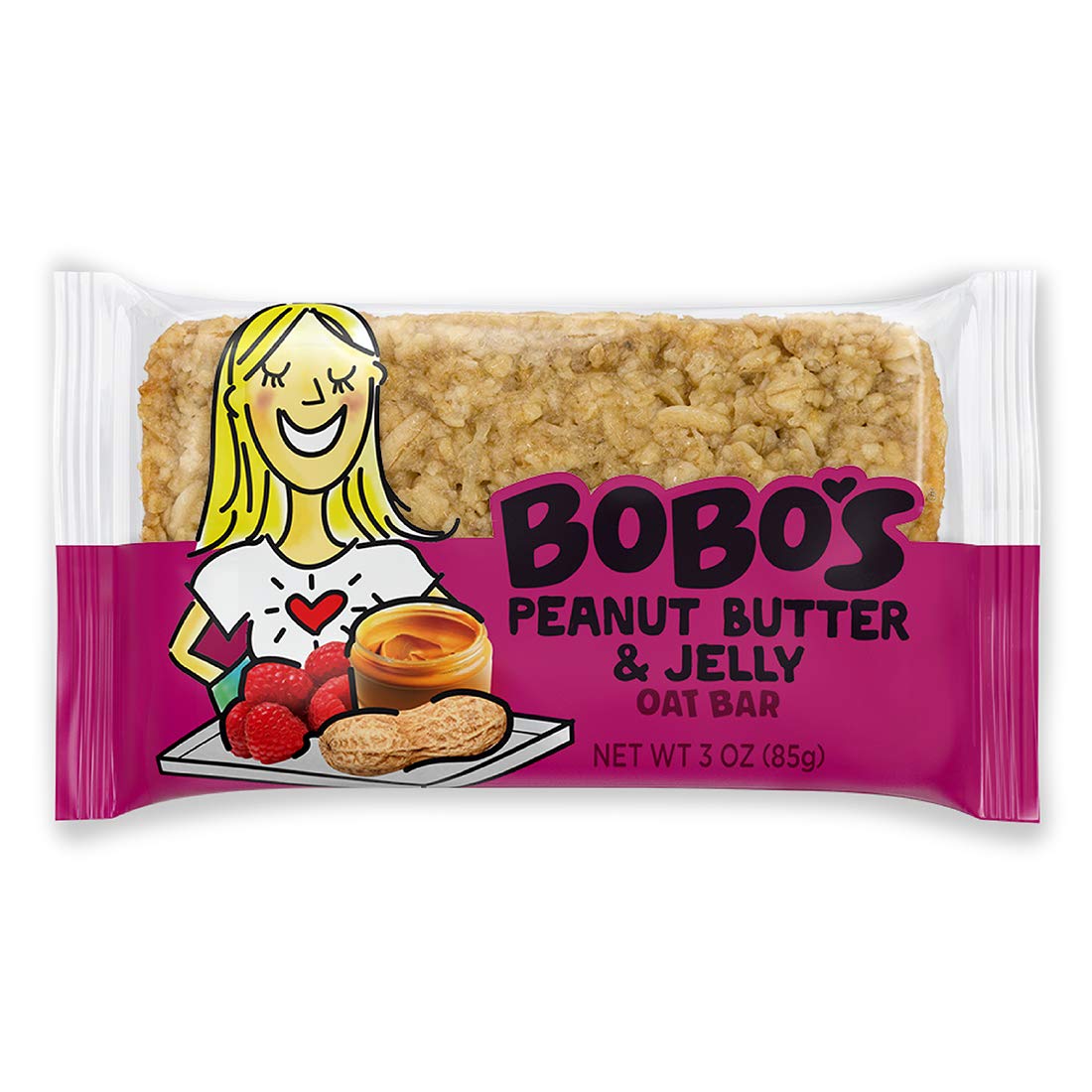 Bobo's Oat Bars (Peanut Butter and Jelly, 12 Pack of 3 oz Bars) Gluten Free Whole Grain Rolled Oat Bars - Great Tasting Vegan On-The-Go Snack, Made in the USA