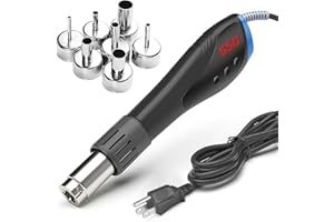 Heat Gun,HANDSKIT 600W Fast Heat Mini Hot Air Gun with Reflector Nozzles Portable LCD Digital Temperature Display Heatgun for Soldering DIY Crafting Embossing,Vinyl Wrap,Shrink Tubing,Embossing Tool