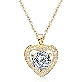 TCXOO Heart Necklace For Women, 925 Sterling Silver 2 Carat Moissanite Diamond Necklace Pendant Birthday Valentine Jewelry Gifts for Her