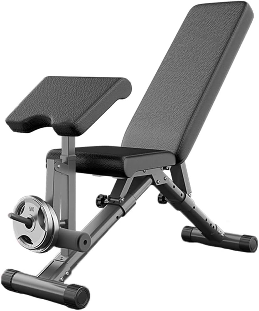 YangJ Home Gym Adjustable Weight Bench Foldable- Workout Bench Lifting Support,Sit Up Bench, Leg Lifts Full Body Fitness,Suitable for Family Outdoor (Black)