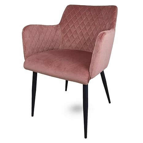 Damiware Rose Stuhl | Design Wohnzimmerstuhl Esszimmerstuhle Bürostuhl mit Samt Stoffbezug | Samt Rosa