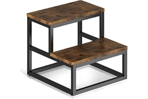 Wisdom Star 2 Tier Step Stools, Wooden Step Stool for Adults,Bed Steps Short Overweight,Multi-Purpose Heavy Duty Bedside Step