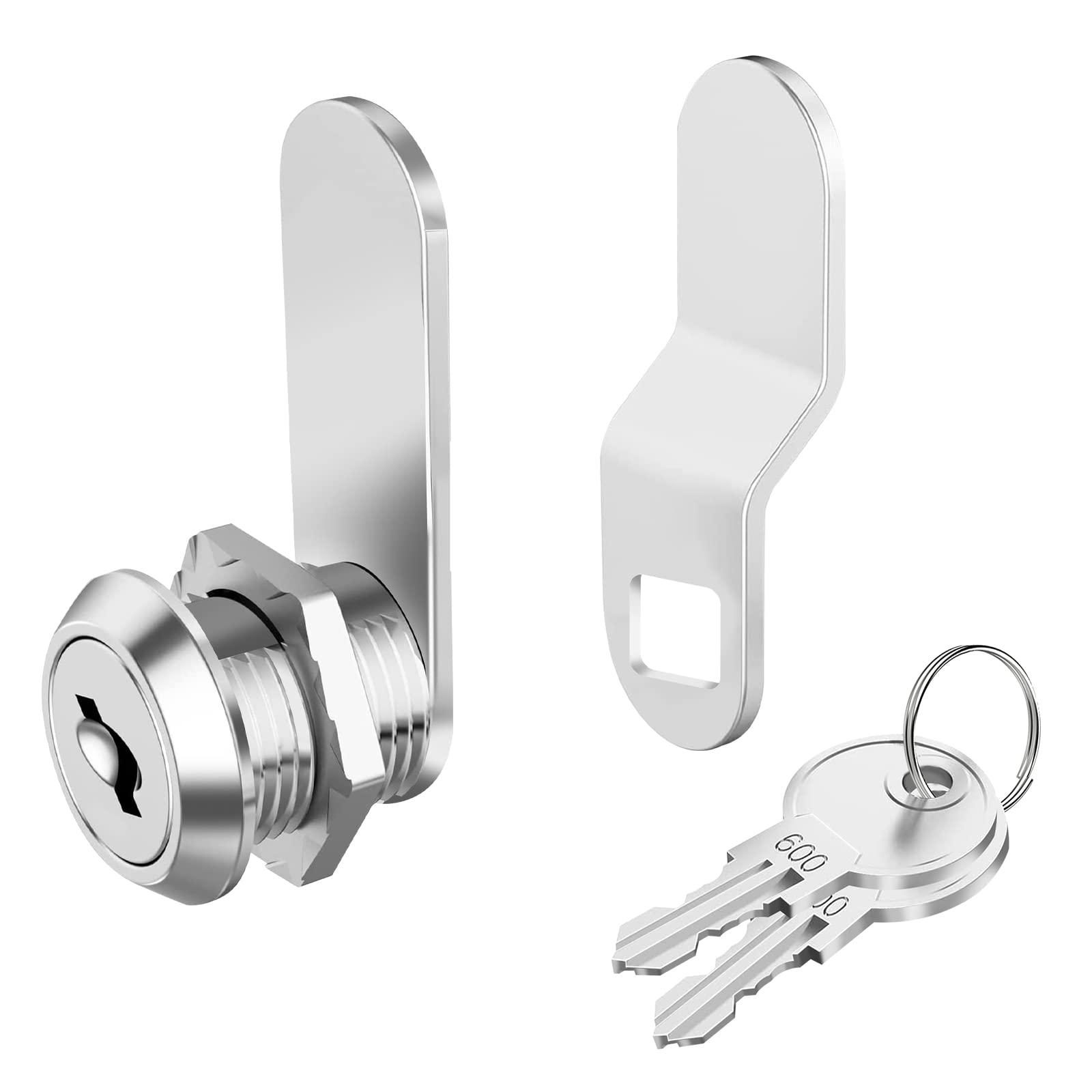 QOPAHI Cabinet Lock With Key, 5/8" Cupboard Cam Lock Keyed Alike for Mailbox, Toolbox, Filing Cabinet, Caravan Door, Drawer, Wheelie Bin, RV Storage - Zinc Alloy Replacement Set
