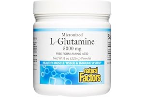 Natural Factors - Micronized L-Glutamine Powder Free Form Amino Acid - 300G g Powder - 5 g per serving.