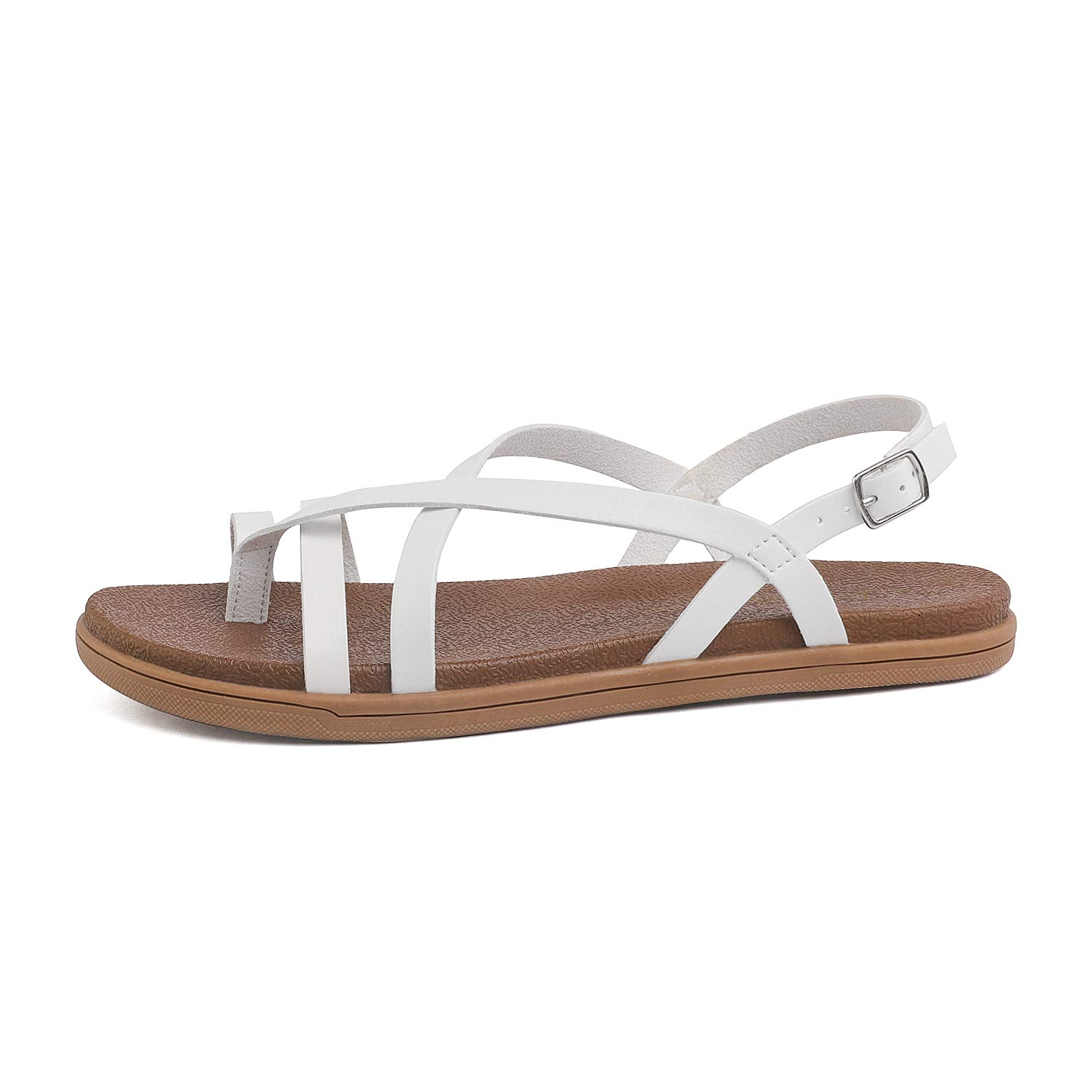 DREAM PAIRS Women's Slingback Flat Sandals Size 8 M US White Dumbo-Slim - Image 3