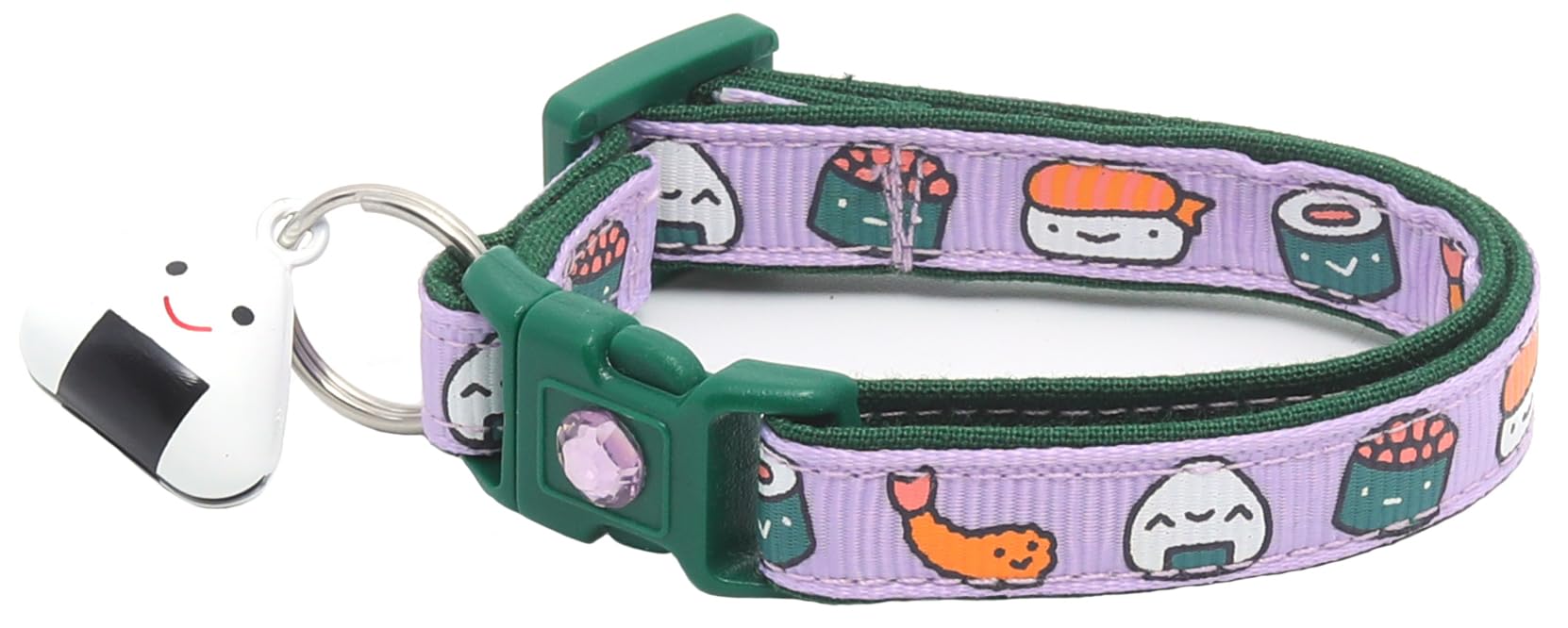 Photo 1 of Sushi Cat Collar with Onigiri Bell | Adjustable Large Size or Kitten Collar | Safety Breakaway Collarr (Small(10lbs & Less), Purple)