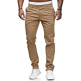 Mens Chinos Slim Fit Stretch Flat-Front Skinny Dress Pants