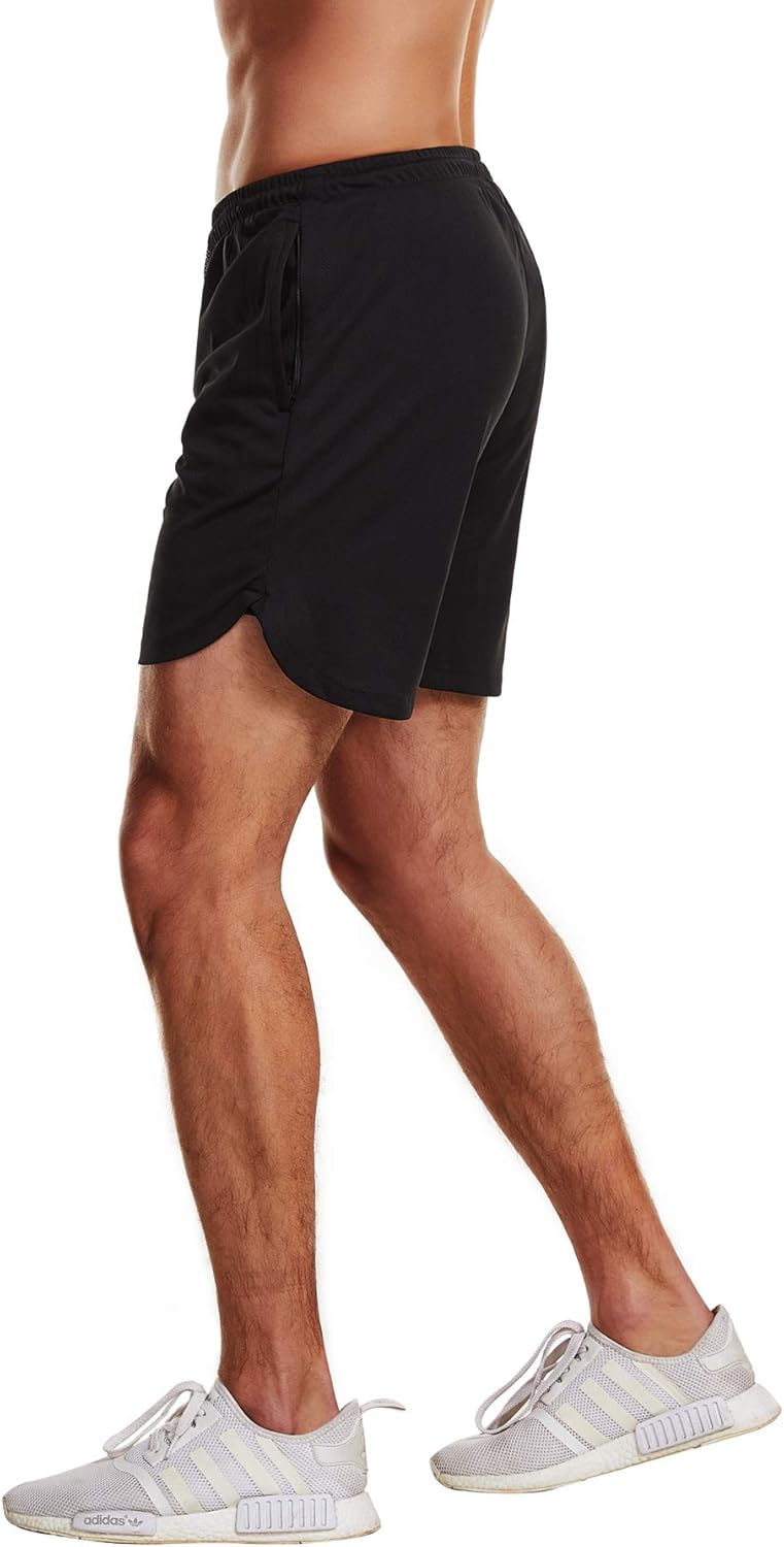 FLYFIREFLY Men's 2-in-1 Workout Running Shorts 7" Lightweight Gym Yoga Training Sport Short Pants: Clothing