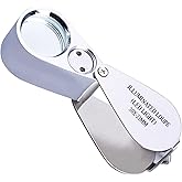 Pineapple 30X Jewelers Loupe with Light, Lighted Magnifying Glass Eye Loop, Illuminated LED Light Metal Pocket Magnifier for Jewelry, Currency, Plants, Coins, Diamonds, Stamps