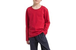 HERCUGIFTS Cotton Boys Kids Tee Shirt Long Sleeve Crewneck Basic T-Shirt Top for Toddlers Youth(Age 2-14)