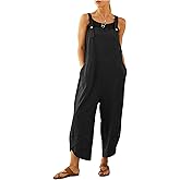 UANEO Womens Cotton Adjustable Casual Summer Bib Overalls Jumpsuits with Pockets
