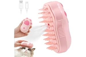 LORSOU Steamy Cat Brush, 3 in 1 Cat Steamy Brush, Electric Cat Steam Brush, Cat Grooming Brush Silicone Self Cleaning Steam Brush for Massage,Clean and Removing Loose Hair