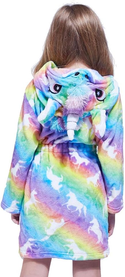 Kid Bathrobe Robe Unisex Flannel Nightgown Hooded Sleepwear
