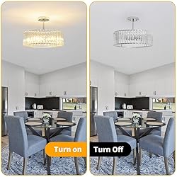 Chrome Crystal Ceiling Light, Modern 16 inch Semi