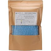 EARBLIS Japanese Exfoliating Body Towel (100cm / 40" Long) – Nylon Back Scrubber for Shower, Creates Rich Lather & Quick Drying Washcloth, Made in Japan (Firm, Pale Blue)