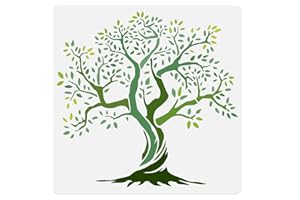 DOODLREAM Tree of Life Wall Stencil Template 11.8 x 11.8 Inch Reusable Plastic Tree Stencil for Painting on Wood Wall Floor Fabric Glass Furniture, Tree DIY Home Decor Or Craft Stencil